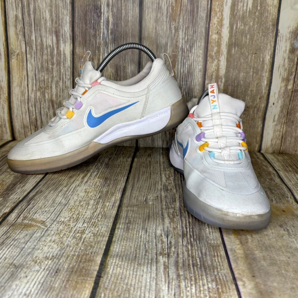 Nike SB Nyjah Free 2 White Rainbow Athletic Sneaker BV2078-106 Mens Sz‎ 7.5